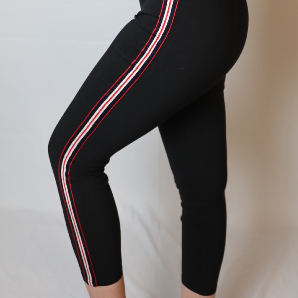 Urban Outfitters red and white striped black pants